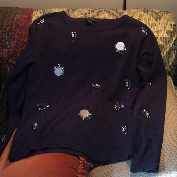 Ann Taylor 💎 embellished sweater top - Picture 4 of 9